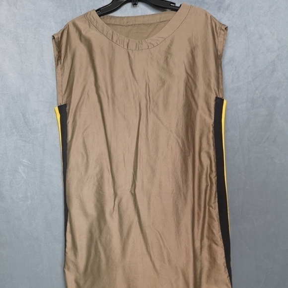 90s vintage vir-go' cotton potato-sack upcycled striped sporty dress - Picture 5 of 6